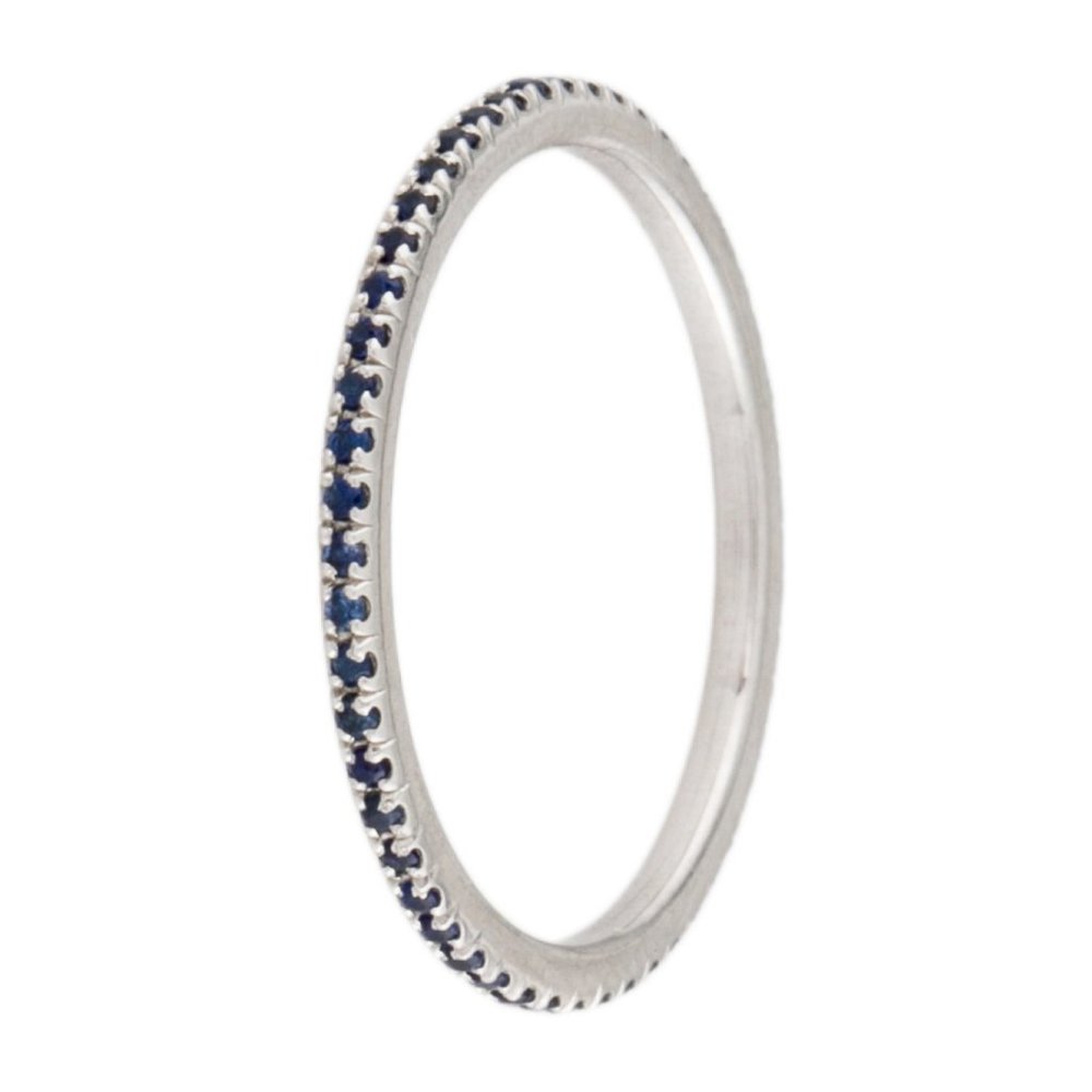 PLATINUM SAPPHIRE ETERNITY STACKABLE BAND RING - Picture 3 of 9
